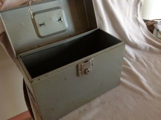 Vintage Porta - File Box Metal Retro With Key 2