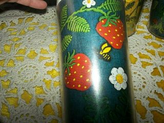 4 VTG West Bend Thermo - Serv 60s 70s Tumbler Cups hippie butterfly strawberries 3