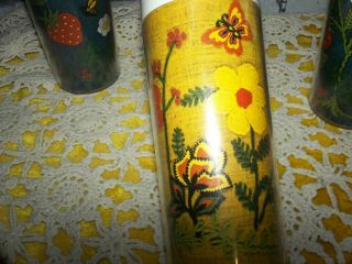 4 VTG West Bend Thermo - Serv 60s 70s Tumbler Cups hippie butterfly strawberries 4