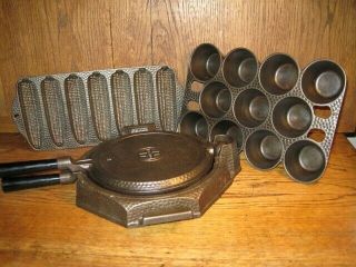 COMPLETE SET GRISWOLD HAMMERED CAST IRON COOKWARE 10