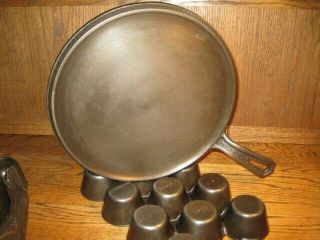 COMPLETE SET GRISWOLD HAMMERED CAST IRON COOKWARE 12