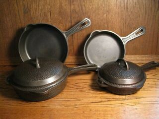 COMPLETE SET GRISWOLD HAMMERED CAST IRON COOKWARE 2