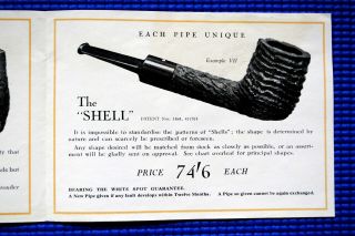 Dunhill Shell Briar pipes: advertising leaflet,  1940s.  Interesting info 8