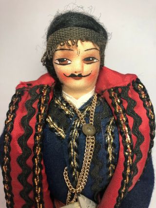 Greece Greek Vintage Unique Folk Art Plush Doll Cretan Traditional Man 2