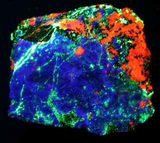 Hardystonite,  Willemite Fluorescent Minerals Four Color,  Franklin,  Nj