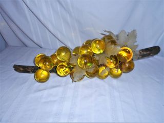 Vtg Mid Century Lucite Grape Cluster Driftwood Huge Bunch Yellow