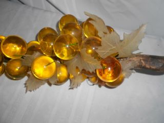 VTG Mid Century LUCITE GRAPE CLUSTER DRIFTWOOD HUGE BUNCH YELLOW 2