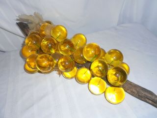 VTG Mid Century LUCITE GRAPE CLUSTER DRIFTWOOD HUGE BUNCH YELLOW 3