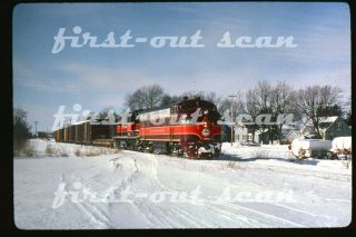 Duplicate Slide - Chicago Missouri & Western 564 F - 7 Action In Snow W/ Freight