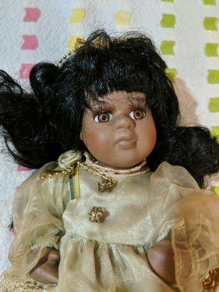 Vintage African American Black Infant Baby Girl Doll Porlein 9 "