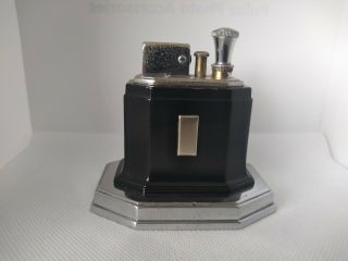Vintage Art Deco Ronson Touch Tip Black Enamel Petrol Table Striker Lighter