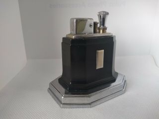 Vintage Art Deco RONSON TOUCH TIP Black Enamel Petrol Table Striker Lighter 2