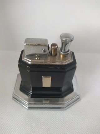 Vintage Art Deco RONSON TOUCH TIP Black Enamel Petrol Table Striker Lighter 3