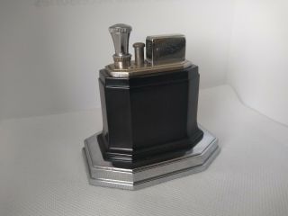 Vintage Art Deco RONSON TOUCH TIP Black Enamel Petrol Table Striker Lighter 5