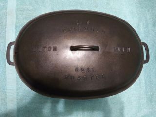 Griswold No.  9 Lbl Epu 649 Fully Marked Cast Iron Oval Roaster W/ Lid And Trivet