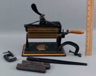 Rare & Complete Antique The Knox Cast Iron & Brass Fluting Machine