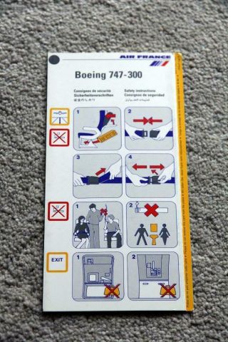 Air France Boeing 747 - 300 Safety Card 06/96