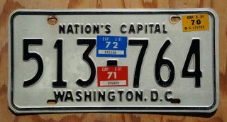 1970 1971 1972 Washington Dc District Of Columbia License Plate -