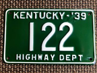 1939 Kentucky Highway Department License Plate.  State Police Highway Patrol