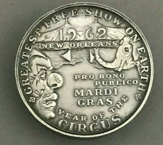 1962 Rex.  999 Fine Silver Doubloon Orleans Coin Mardi Gras Year of Circus 2