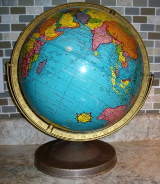 Vintage George Cram No.  3 Universal Terrestrial Globe World Map 12 " Natural Scale