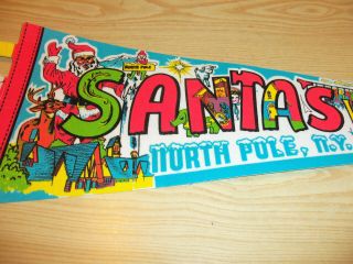 Vintage Souvenir Santa ' s Workshop North Pole NY Pennant Flag 25” - 1978 3
