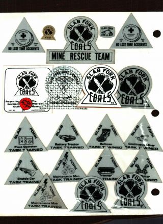 Very Rare Set Of 20 Slab Fork Coal Co.  Coal Mining Stickers 468