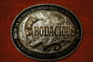 Bodacious Belt Buckle - 1994 95 Prca Bucking Bull Of The Year - Plated