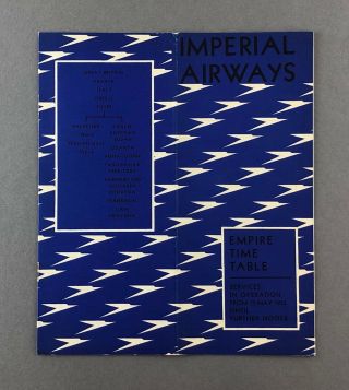 Imperial Airways May 1933 Empire Airline Timetable Route Map