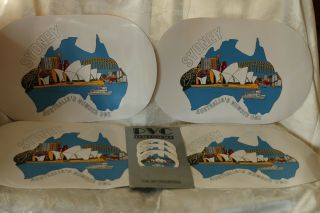 Vintage 4 Placemats 3 Coasters From Sydney Australia Souvenir Memorabilia Frship