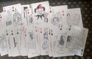 Washaw Vintage Full Deck Playing Cards,  With Metal Holder,  Very Funny Humor Cards