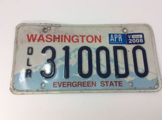 Washington State Dealer License Plate Dlr 3100d0