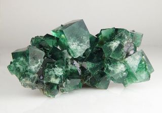 Gemmy Green/blue Fluorite Twinned Crystals With Galena From Rogerley Mine - Uk