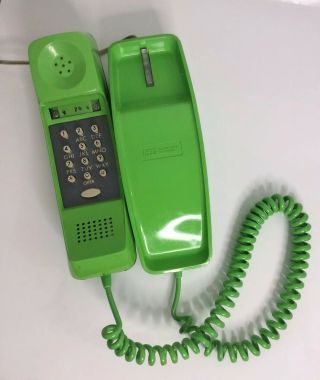 Push Button GTE Phone Telephone Retro Kitsch Vintage Green Decor RARE 3
