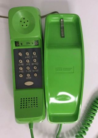 Push Button GTE Phone Telephone Retro Kitsch Vintage Green Decor RARE 4