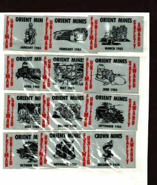 Set Of 12 Different Freeman United Coal Co.  Coal Mining Stickers 456