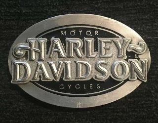 Vintage Harley Davidson Motorcycle Metal Belt Buckle Silver And Black