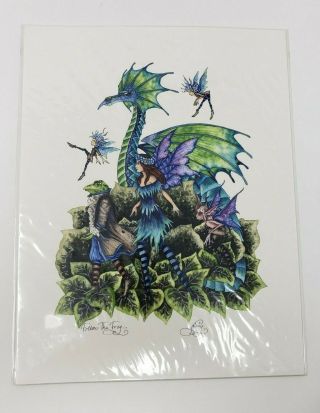 Follow The Frog By Amy Brown Print 8.  5 X 11 Fantasy Art Fairy Frog Dragon