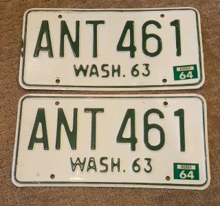 1964 1963 Washington Pair King Co.  License Plates Plate Set