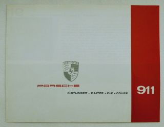 1965 Porsche Type 911/2000 Us Sales Brochure 2,  2 Coupe 2 - Liter