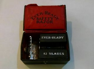 Vintage Razor - - Antique Ever - Ready Safety Razor Set With Case And Blades