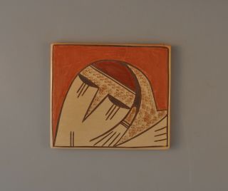 Vintage Traditional Hopi Indian Pottery Tile - Delightful Polychrome Owl Design