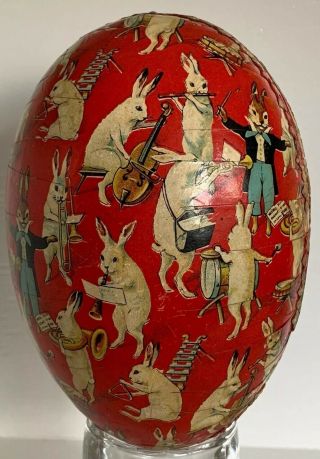 Antique Paper Mache Egg,  Bunny Band