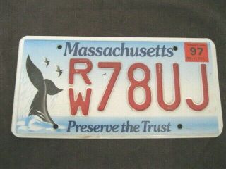 1997 Massachusetts License Plate Rw78uj " Preserve The Trust " Exlt