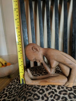 Wooden African Tribal Art Statue: Carved Unique Full Body Sculpture Figure Woman 3