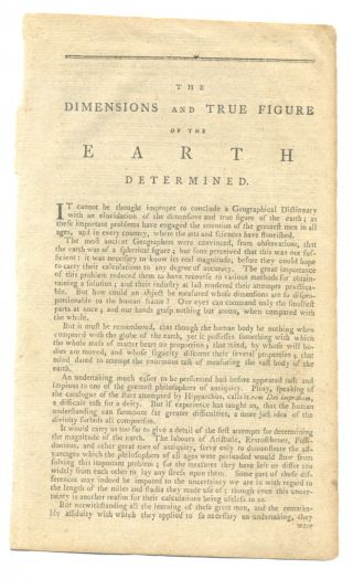 1791 Essay About The Dimensions And Age Of The Earth -
