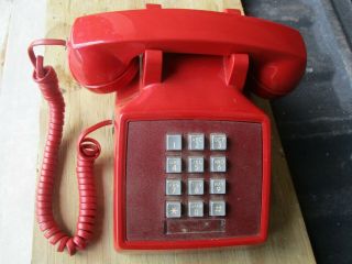Red At&t Western Electric Push Button Touch Tone Desk Telephone