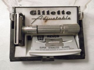 Gillette " Fat Boy " Adjustable Double Edge Safety Razor With Case