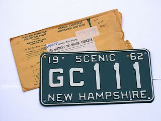 1962 Hampshire Scenic License Plate Gc111