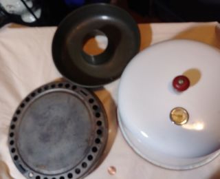 Enamel Red White Stanley Ovenette Camp/stove Top Oven For Baking & Roasting